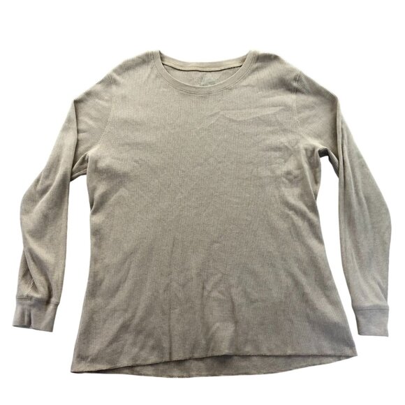 Natural Reflections Mens T-Shirt XXL Beige Tan Waffle Knit Long Sleeve Thermal - Picture 1 of 9